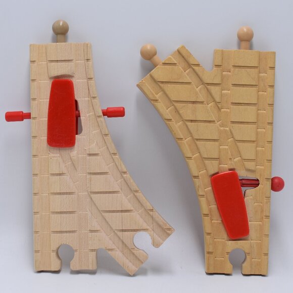 2x Clickety Clack Vintage 6.5" Action Switch Wooden Tracks Trains M/FF and FF/M - Picture 1 of 7